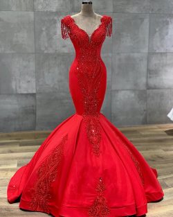 Luxus Rote Abendkleider Lang | Abiballkleider Bodenlang Online