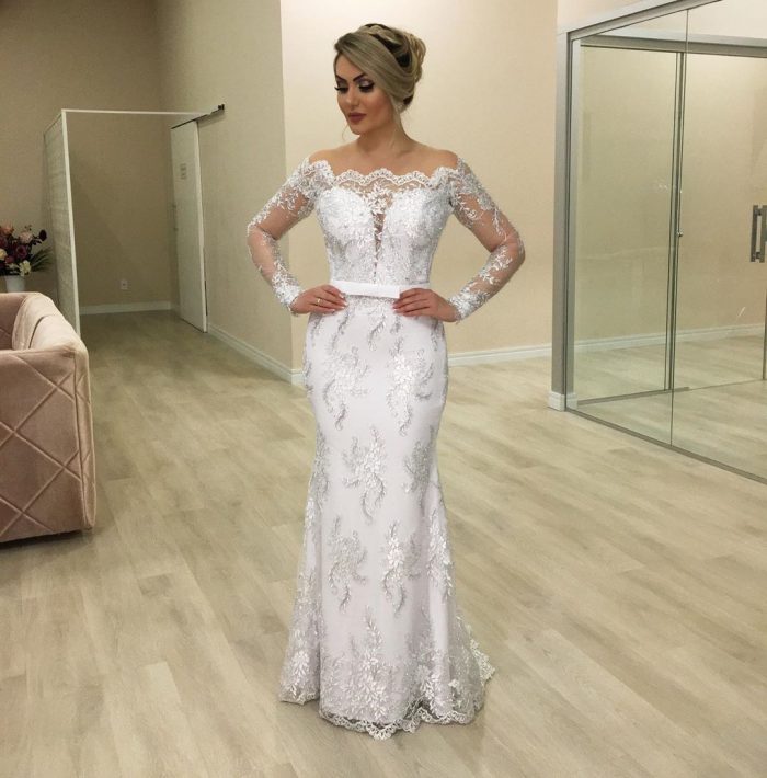 Elegante Brautkleider Meerjungfrau | Hochzeitskleider mit Ärmel Online