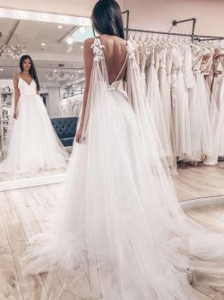 Schlichte Brautkleider A Linie | Tülle Hochzeitskleider Günstig Online