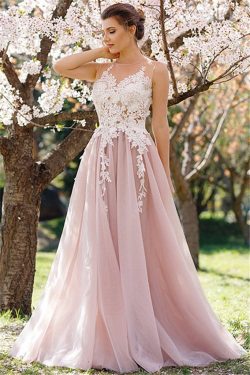 2019 Tulle Prom Dresses Scoop With Applique A Line