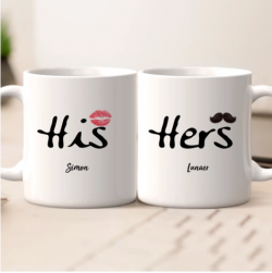 Personalized Name Couples Mug Set – Lips And Beard