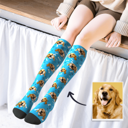 Custom Photo Knee High Socks Dog
