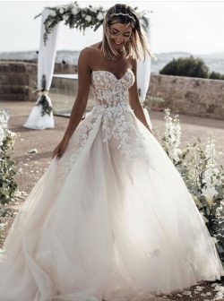Hochzeitskleider Prinzessin Spitze | Brautkleid A Linie Online