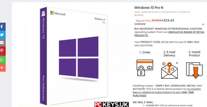 Windows 10 pro n product key
