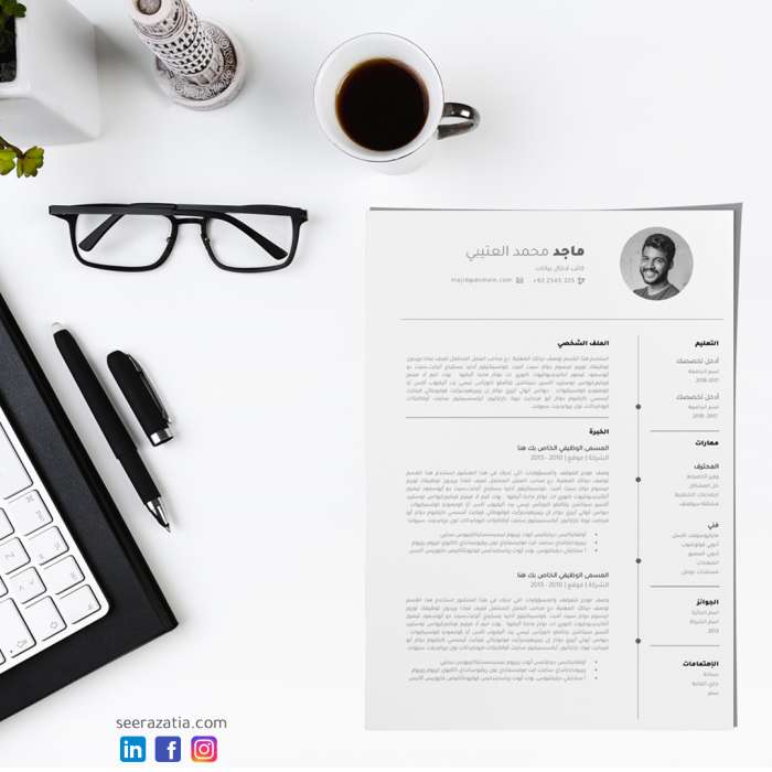 Amazing CV Template in Arabic نموذج سيرة ذاتية