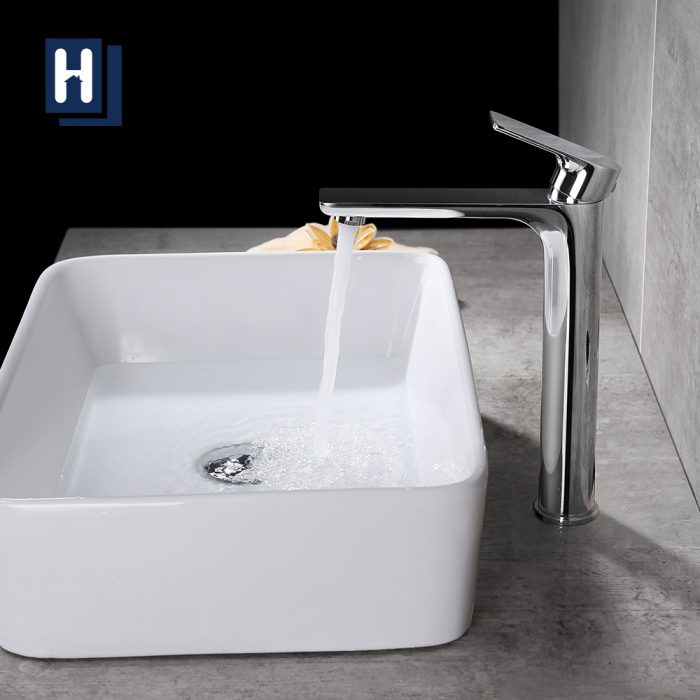 Homelody Hohe Wasserhahn Bad Einhebel Mischbatterie Waschbeckenarmatur für Badzimmer