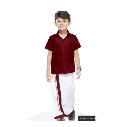 Varna Kids Maroon Dhoti & Shirt Set