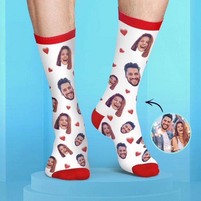 Custom Couple Face Socks Colorful Candy Series