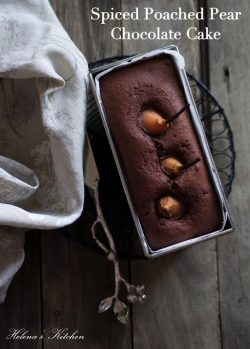 Spiced Poached Pear Chocolate Cake