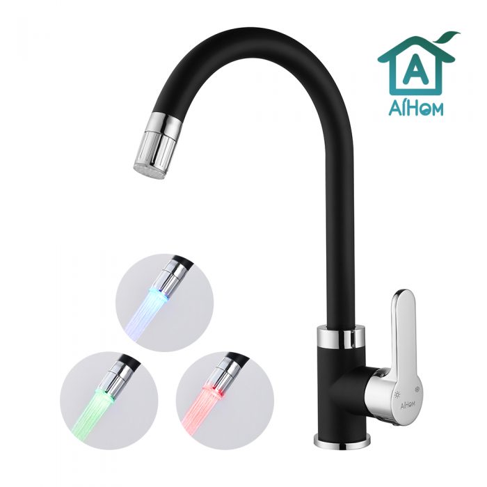 Modern Fashion Schwarz LED armatur Küche Einhebel Wasserhahn 360 ° drehbare einhebelmischer küche