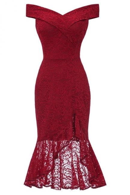 Elegante Spitze Kleider | Rote Abendkleider Kurz