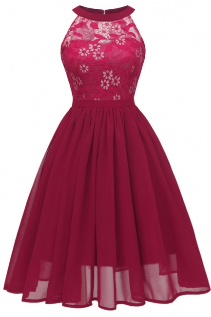 Rotes Kleid mit Spitze | Cocktailkleid Spitze Kurz