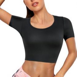 Black Corp Top Short Sleeve Sports Shirts For Women – Nebility