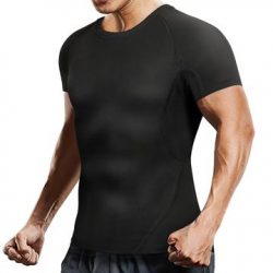 Junlan Men Mesh Quick-Dry Sport Tight T-Shirt