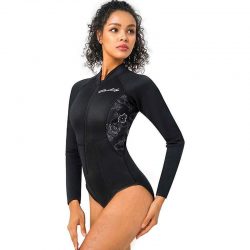 Women’s neoprene wetsuit long sleeves swimsuit with front zipper