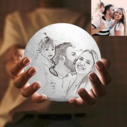 Custom 3D Printing Moon Lamp with Photo of Mother and Daughter – Tap Three Colors