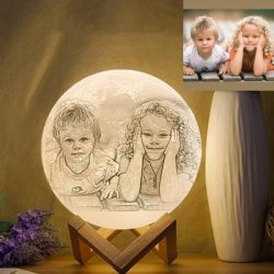 Custom Photo Engraved 3D Printing Moon Lamp, Creative