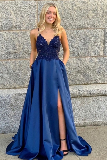Elegante Abendkleider Blau | Abiballkleider Lang Günstig