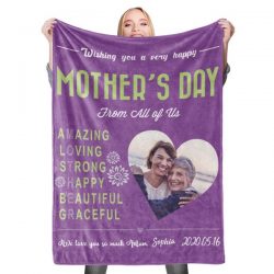 Happy Mother’s Day Custom Photo Blanket Mother Blanket Mom Blanket Mother In Law