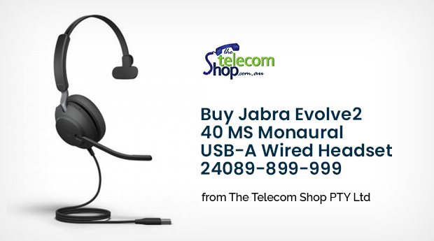 Buy Jabra Evolve2 40 MS Monaural USB-A Wired Headset 24089-899-999 from The Telecom Shop PTY Ltd