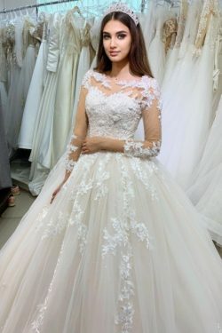 Prinzessin Hochzeitskleider Spitze | Brautkleider mit Ärmel