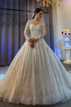 Extravagante Hochzeitskleider A Linie | Spitze Brautkleider Mit Ärmel