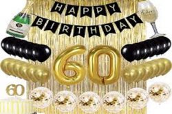 Black & Gold 60th Birthday Balloon Gift