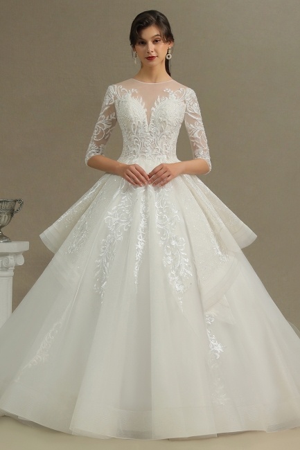 Hochzeitskleid Standesamt A Linie | Brautkleider mit Ärmel