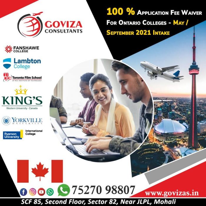 100% Application Fee Waiver in Ontario Colleges.