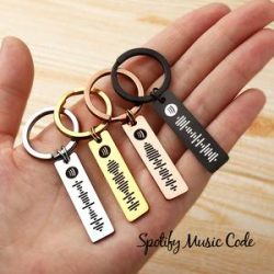 Custom Music Spotify Plaque Code Keychain Stainless Steel Silver
