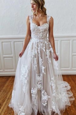 Schlichtes Brautkleid A Linie Spitze | Hochzeitskleider Günstig Online