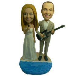 Guitar Wedding Custom Bobblehead With Engraved Text