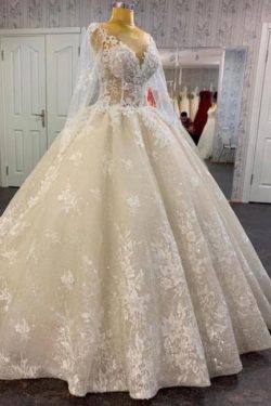 Prinzessin Hochzeitskleider Spitze | Brautkleid mit Ärmel
