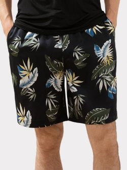 22 Momme Black Printed Silk Boxer For Men | Could Be Worn Outside