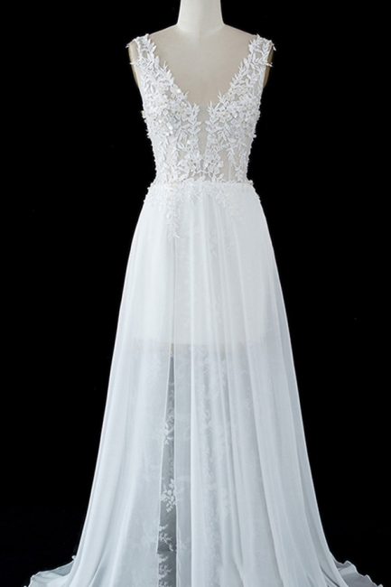 Schlichtes Hochzeitskleid A Linie | Brautkleider mit Spitze