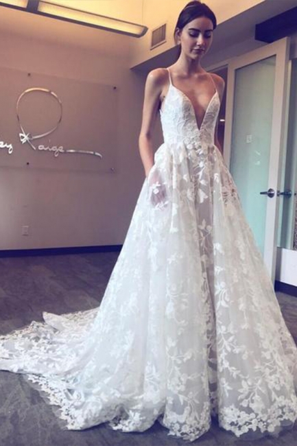 Schöne Hochzeitskleider Mit Spitze | Brautkleid A Linie Günstig