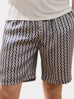 22 Momme Letter Printed Silk Boxer For Men | Could Be Worn Outside
