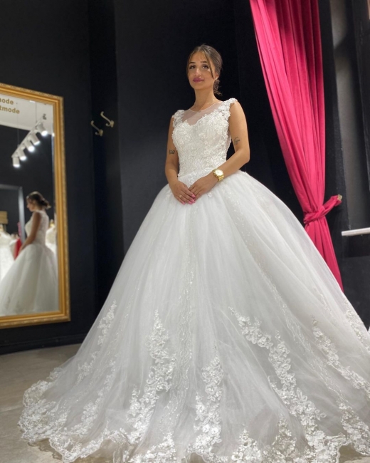 Elegante Brautkleider Prinzessin | Tüll Hochzeitskleider mit Spitze