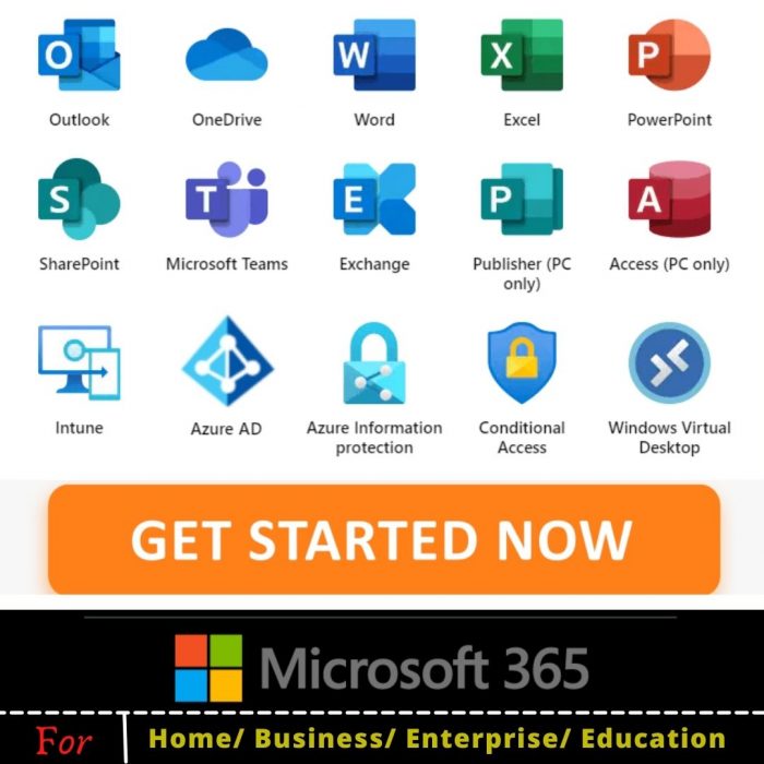 Get Microsoft365 for Home, Business, Enterprise and Education