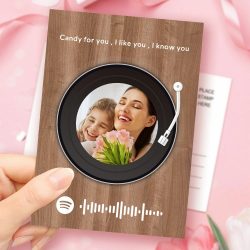 Mother’s Day Gift Custom Spotify Code Music Greeting Card Record Player Style Custom Text Card
