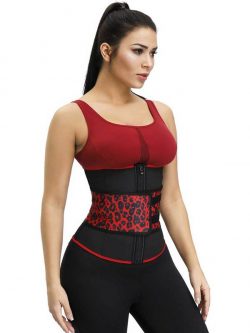 FeelinGirl Black Red Steel Boned Waist Trainer | Women Slimming Belt