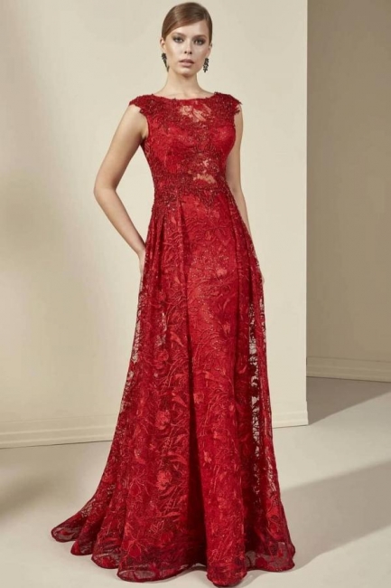 Abiballkleider Lang Rot | Elegante Abendkleider mit Spitze