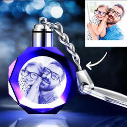 Custom Photo Crystal Keychain Octagon Shape | Gifts For Gentlemen