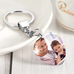 Father’s Day Gifts Custom Photo Keychain Crystal Heart