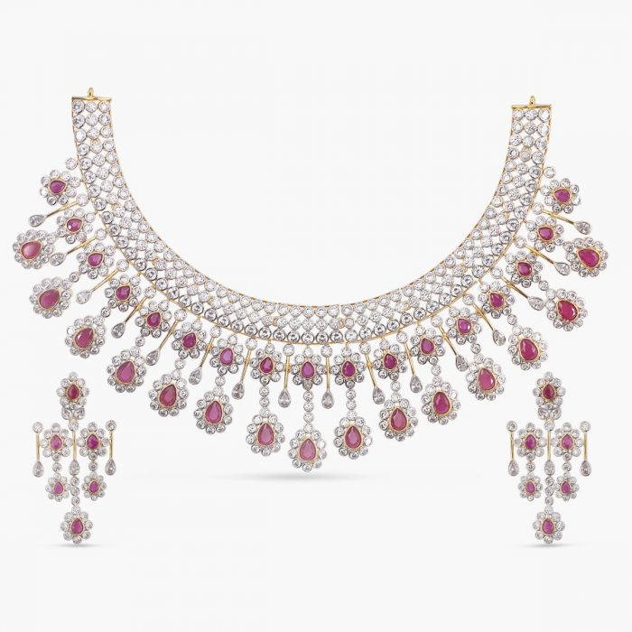 Purchase Astounding designer CZ jewellery necklace set online
