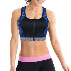 ELEADY High Impact Workout Sports Support Bra Full Cup Top Vest with Front-Zipper Wirefree for W ...