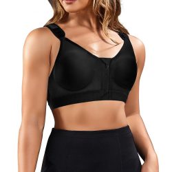 ELEADY Women Post-Surgical Sports Support Bra Front Closure with Adjustable Straps Wire-free Rac ...