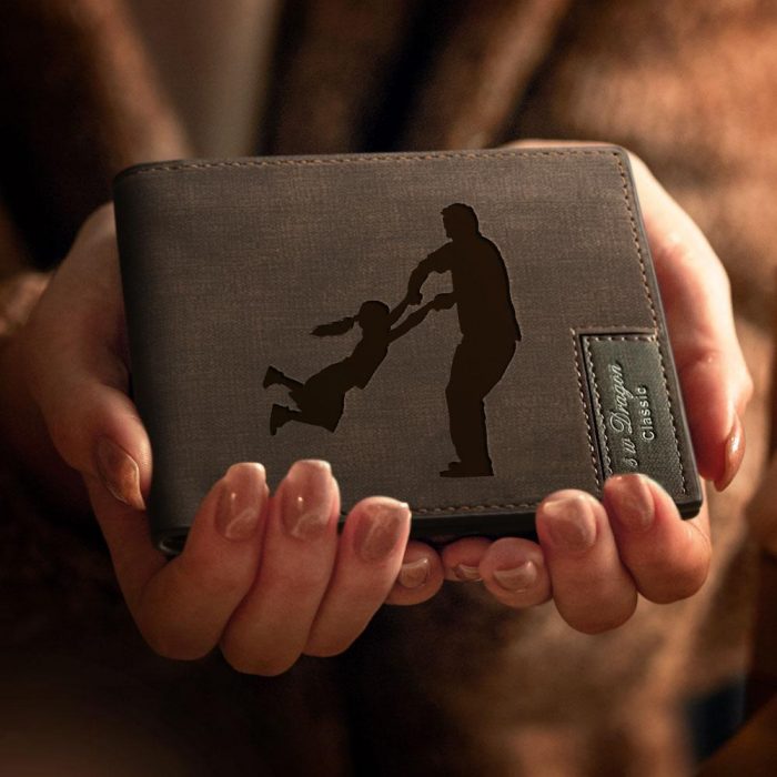 Personalized Silhouettes Engraved Wallet – Special Bifold Wallet For Dad