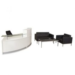 Evolve Small Reception Desk, Hastings Chair, Genoa 2 Seater and Lounge Chair with Cooper Coffee  ...