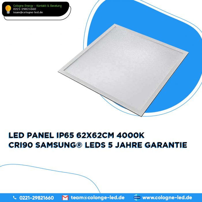 LED Panel IP65 62x62cm 4000K CRI90 Samsung® LEDs 5 Jahre Garantie